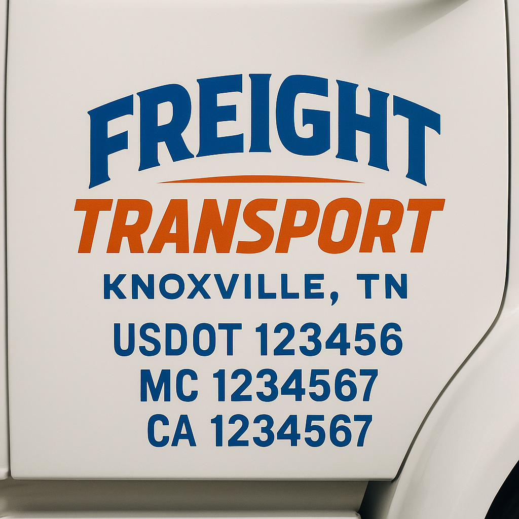 Truck Door Decal Sticker Lettering Signs With Location, USDOT, MC, CA, KYU, VIN, GVW (2-Pack)