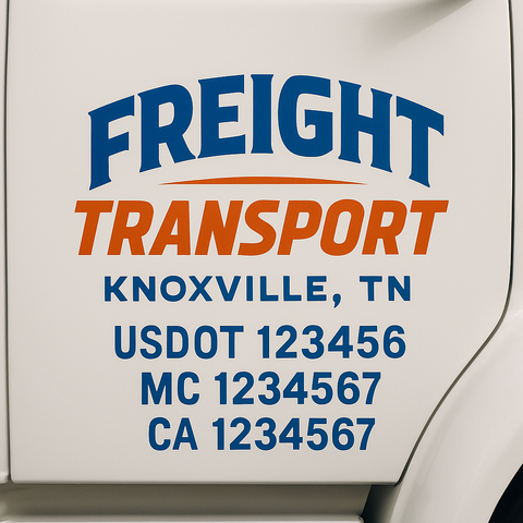 Truck Door Decal Sticker Lettering Signs With Location, USDOT, MC, CA, KYU, VIN, GVW (2-Pack)