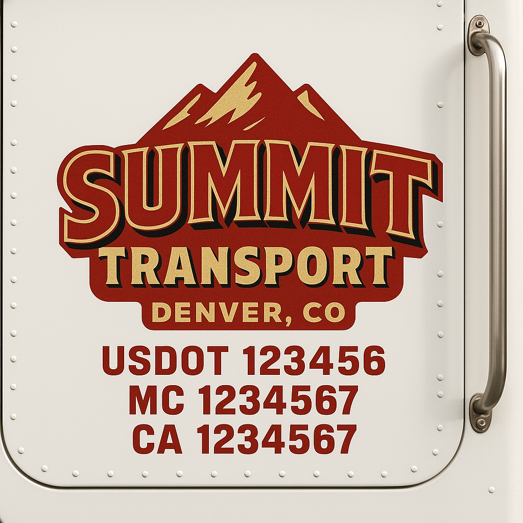 Truck Door Decal Sticker Lettering Signs With Location, USDOT, MC, CA, KYU, VIN, GVW (2-Pack)