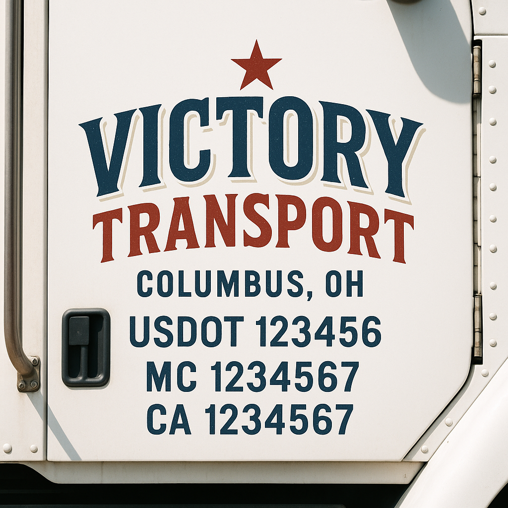 Truck Door Decal Sticker Lettering Signs With Location, USDOT, MC, CA, KYU, VIN, GVW (2-Pack)