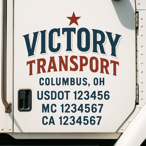 Truck Door Decal Sticker Lettering Signs With Location, USDOT, MC, CA, KYU, VIN, GVW (2-Pack)