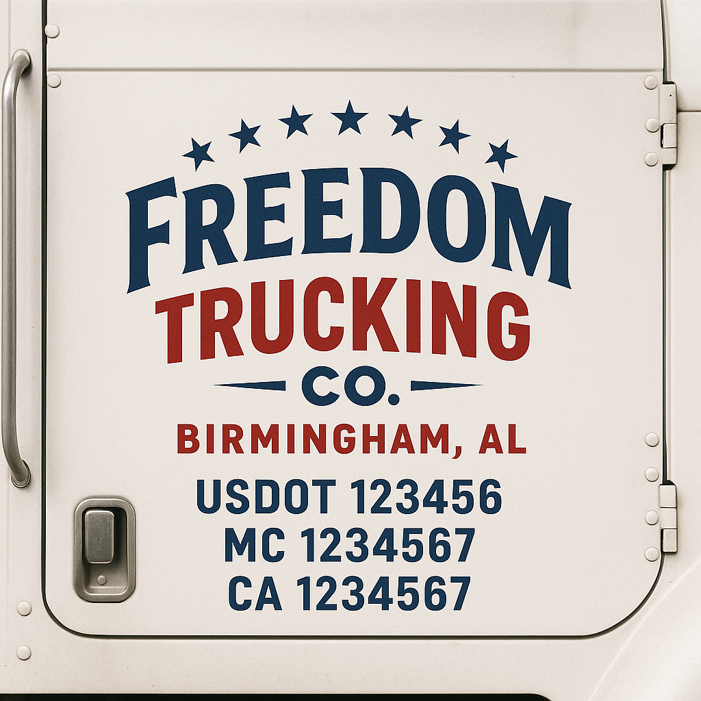 Truck Door Decal Sticker Lettering Signs With Location, USDOT, MC, CA, KYU, VIN, GVW (2-Pack)