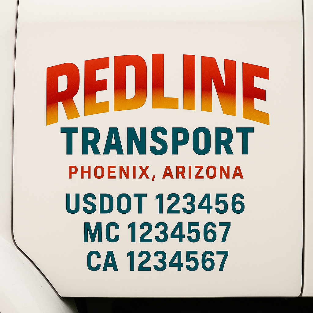 Truck Door Decal Sticker Lettering Signs With Location, USDOT, MC, CA, KYU, VIN, GVW (2-Pack)