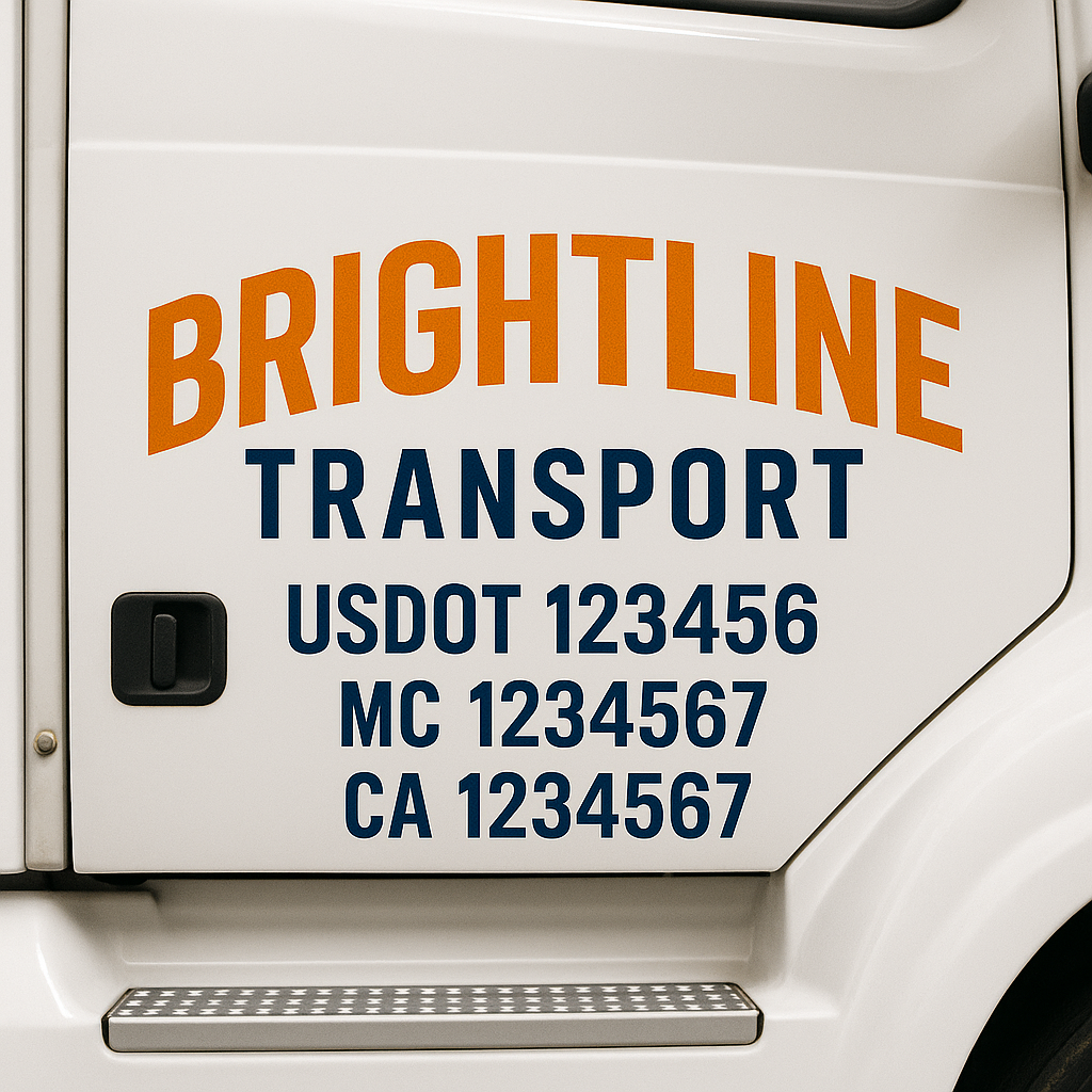 Truck Door Decal Sticker Lettering Signs With Location, USDOT, MC, CA, KYU, VIN, GVW (2-Pack)