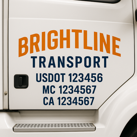 Truck Door Decal Sticker Lettering Signs With Location, USDOT, MC, CA, KYU, VIN, GVW (2-Pack)
