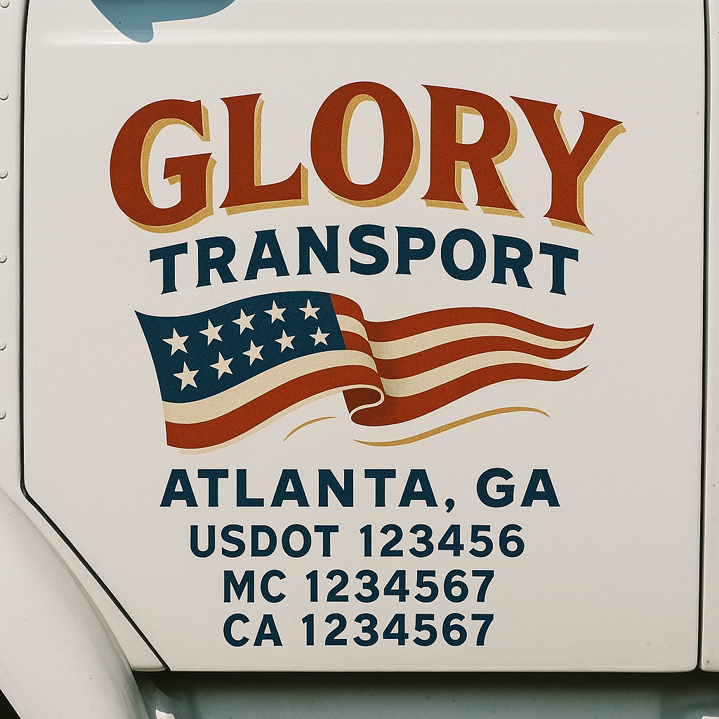Truck Door Decal Sticker Lettering Signs With Location, USDOT, MC, CA, KYU, VIN, GVW (2-Pack)