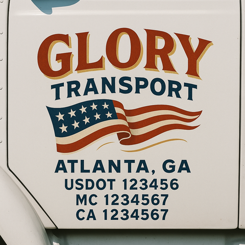 Truck Door Decal Sticker Lettering Signs With Location, USDOT, MC, CA, KYU, VIN, GVW (2-Pack)