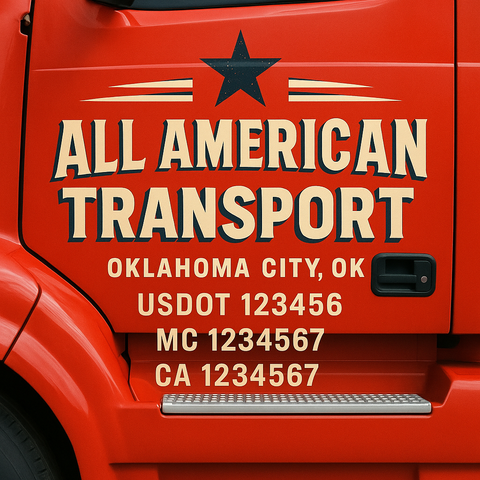 Truck Door Decal Sticker Lettering Signs With Location, USDOT, MC, CA, KYU, VIN, GVW (2-Pack)