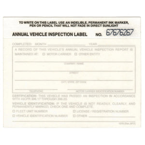 White Annual Vehicle Inspection Label Decal Sticker