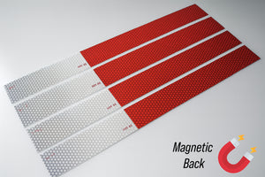 Magnetic Red & White Reflective DOT Reflective Strips | DOT Magnet Reflectors | Many Sizes 2" x 12", 2" x 18", 2 X 24" Lengths