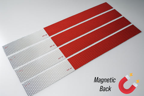 Magnetic Red & White Reflective DOT Reflective Strips | DOT Magnet Reflectors | Many Sizes 2" x 12", 2" x 18", 2 X 24" Lengths