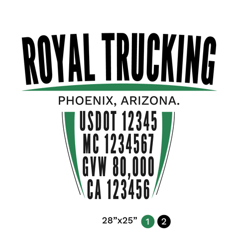 truck door decal with USDOT, MC, GVW, CA