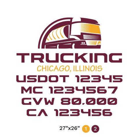 truck door decal with USDOT, MC, GVW, CA