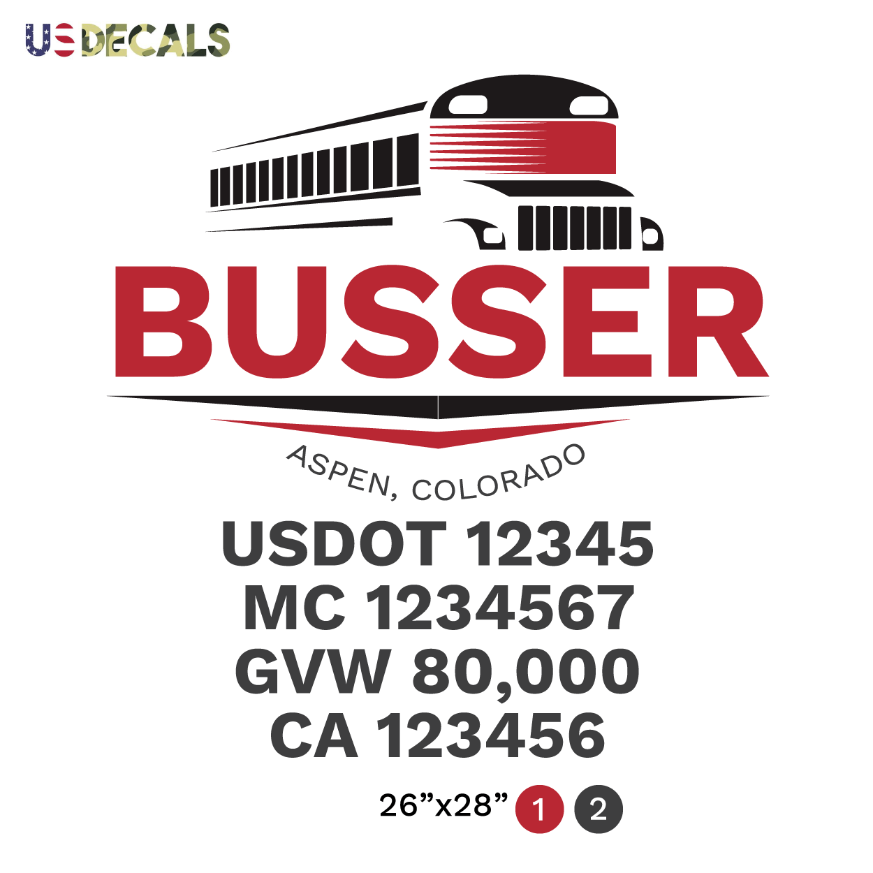 truck door decal with USDOT, MC, GVW, CA