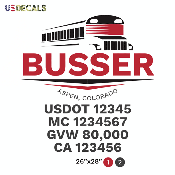 truck door decal with USDOT, MC, GVW, CA