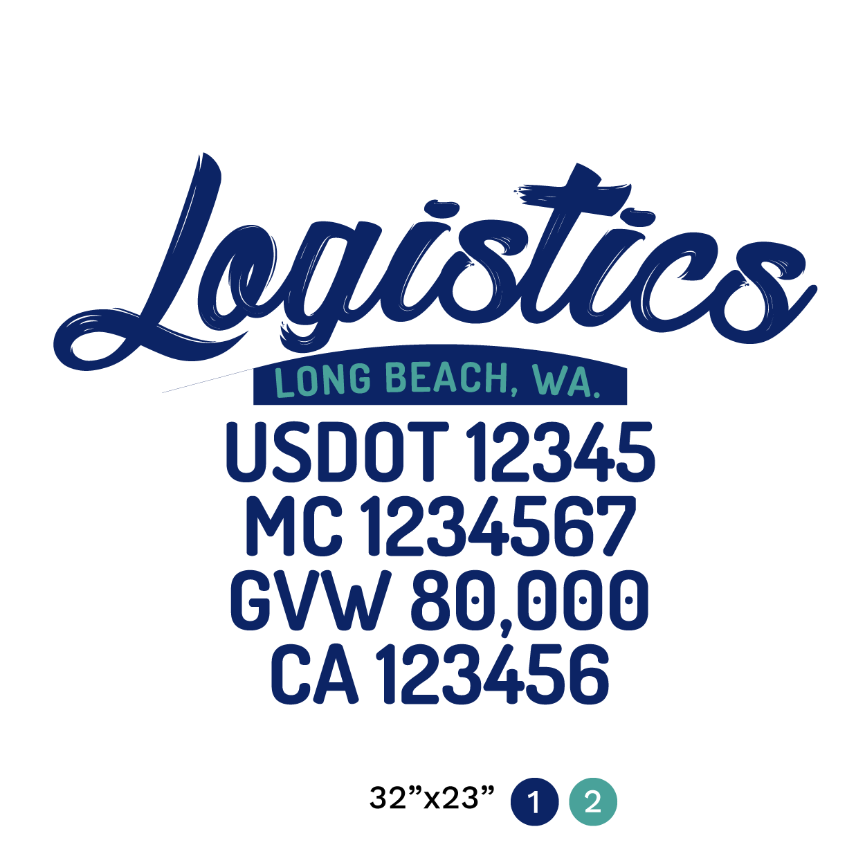 truck door decal with USDOT, MC, GVW, CA