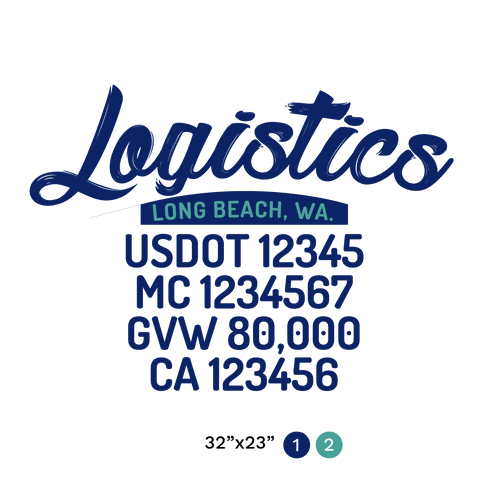 truck door decal with USDOT, MC, GVW, CA