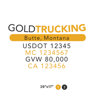 truck door decal with USDOT, MC, GVW, CA