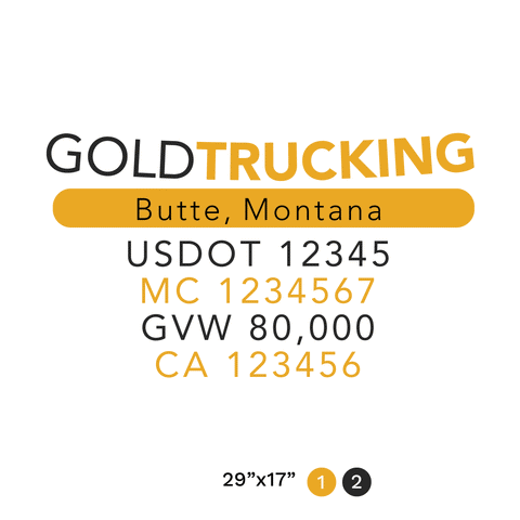 truck door decal with USDOT, MC, GVW, CA