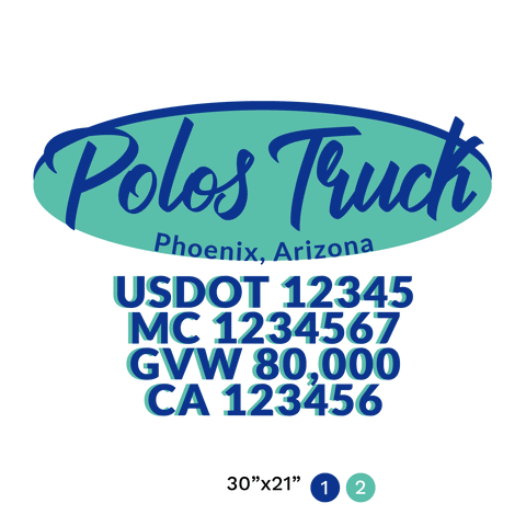 truck door decal with USDOT, MC, GVW, CA