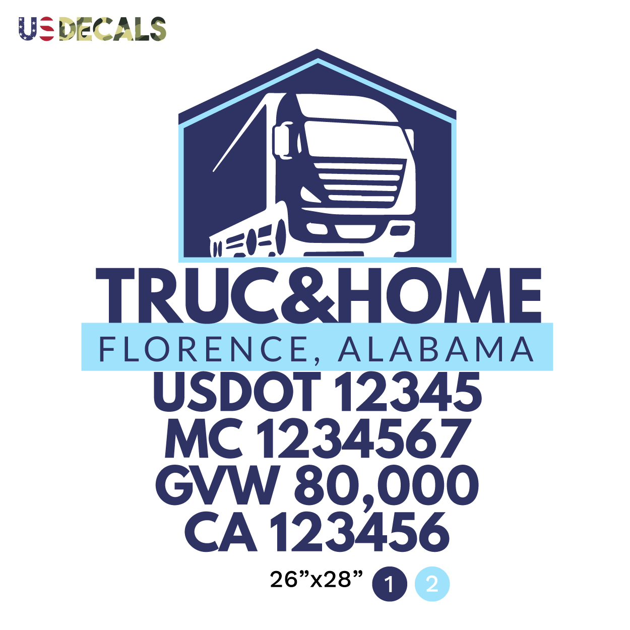 truck door decal with USDOT, MC, GVW, CA
