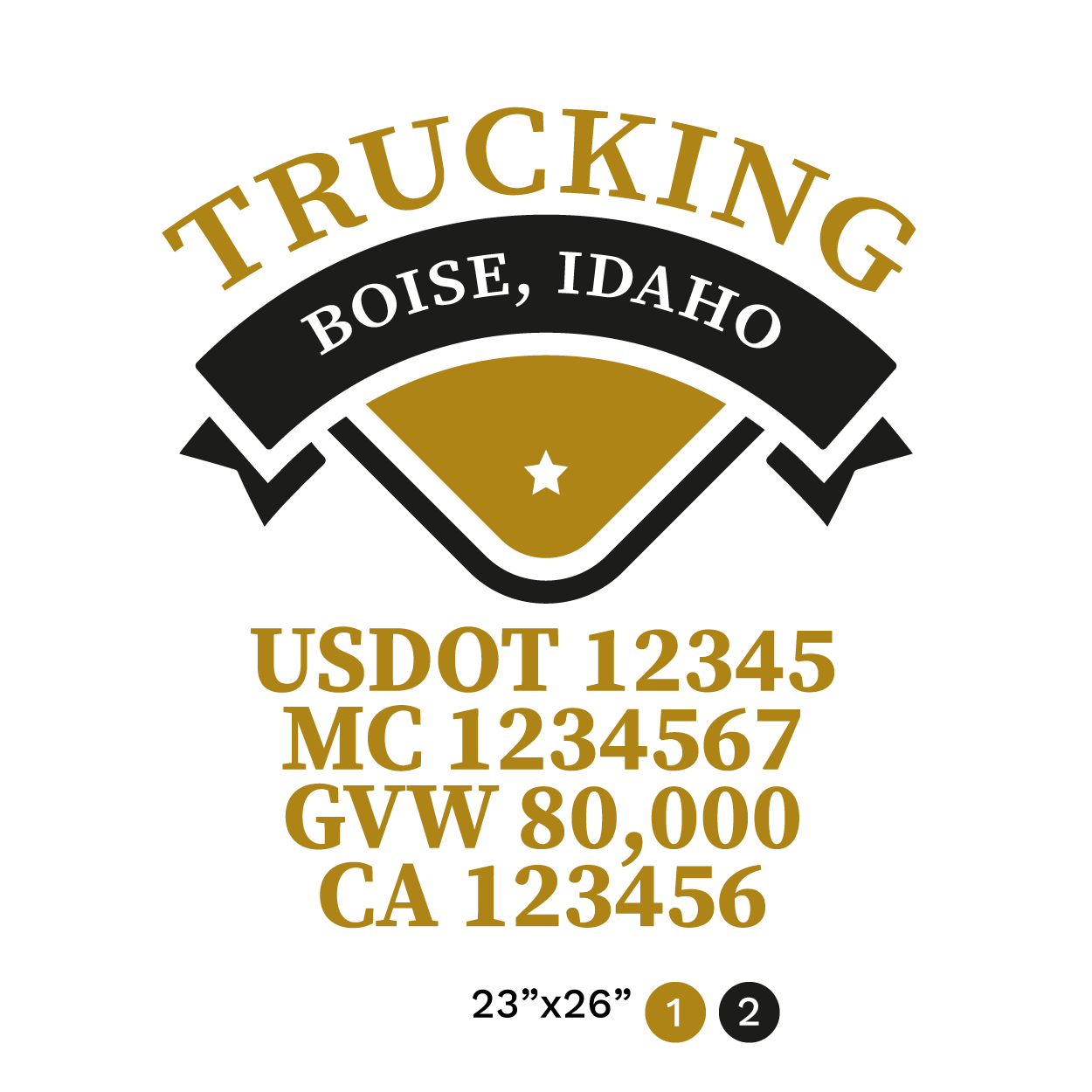 truck door decal with USDOT, MC, GVW, CA