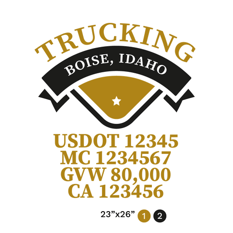 truck door decal with USDOT, MC, GVW, CA