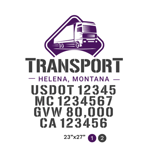 truck door decal with USDOT, MC, GVW, CA