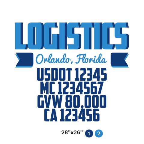 truck door decal with USDOT, MC, GVW, CA