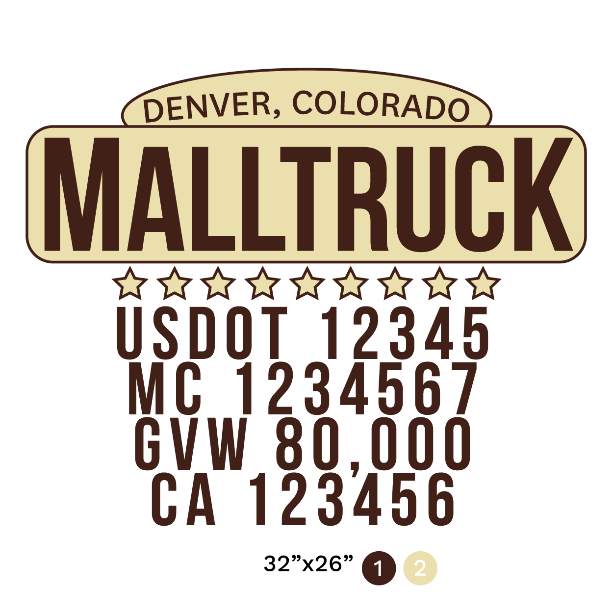 truck door decal with USDOT, MC, GVW, CA