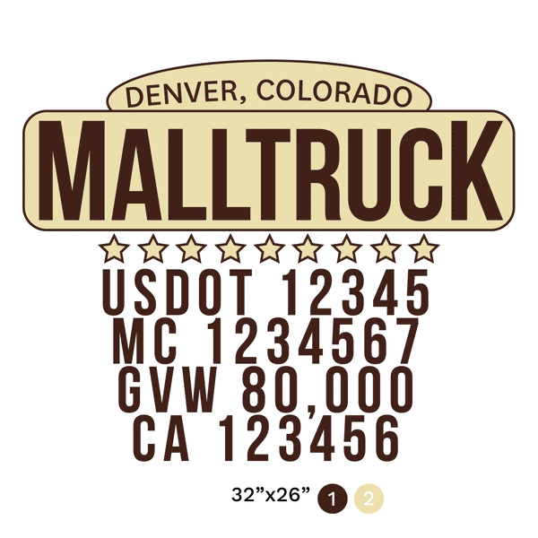 truck door decal with USDOT, MC, GVW, CA