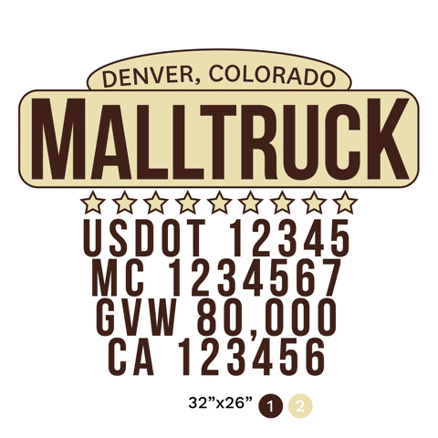 truck door decal with USDOT, MC, GVW, CA