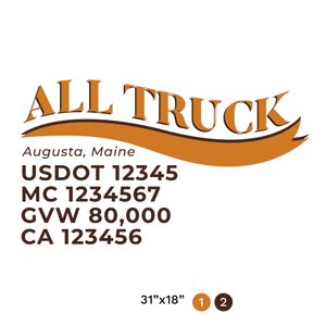 truck door decal with USDOT, MC, GVW, CA