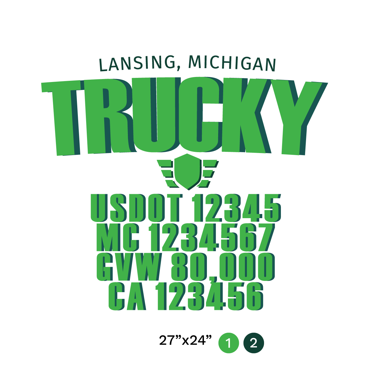 truck door decal with USDOT, MC, GVW, CA