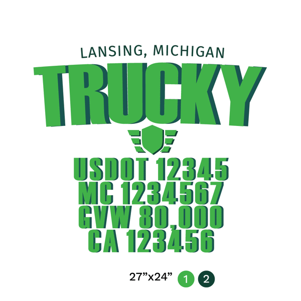 truck door decal with USDOT, MC, GVW, CA