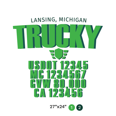 truck door decal with USDOT, MC, GVW, CA
