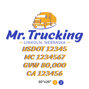 truck door decal with USDOT, MC, GVW, CA