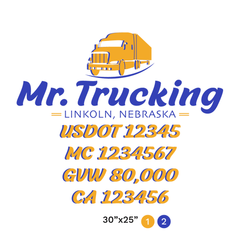 truck door decal with USDOT, MC, GVW, CA
