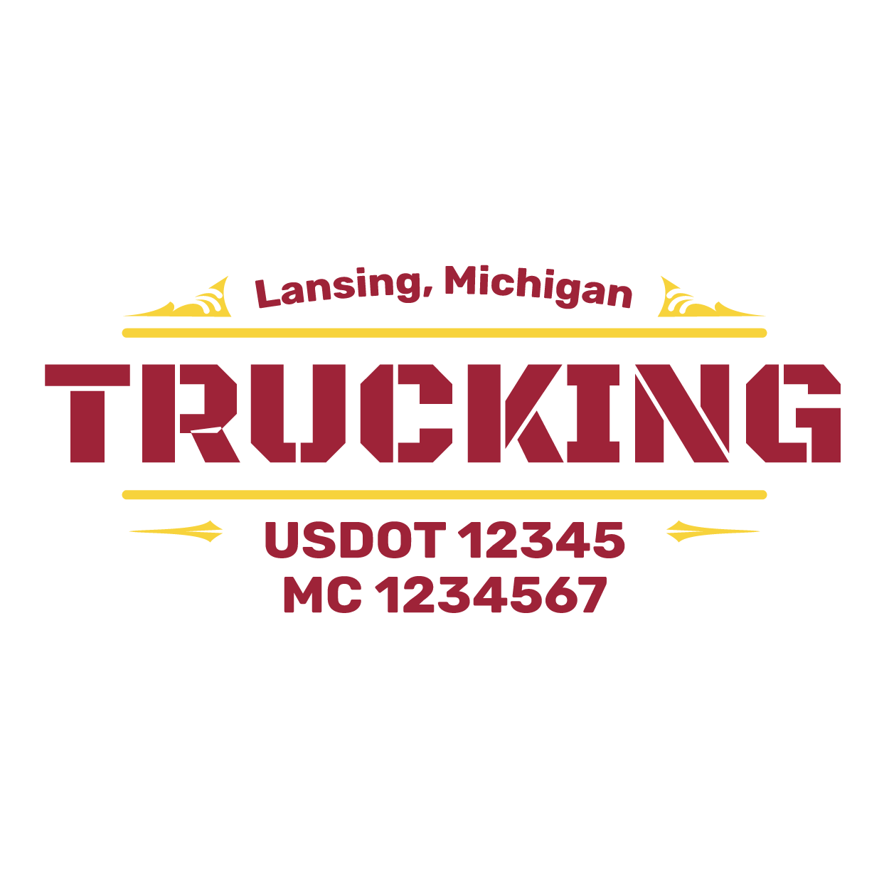truck door decal with USDOT, MC
