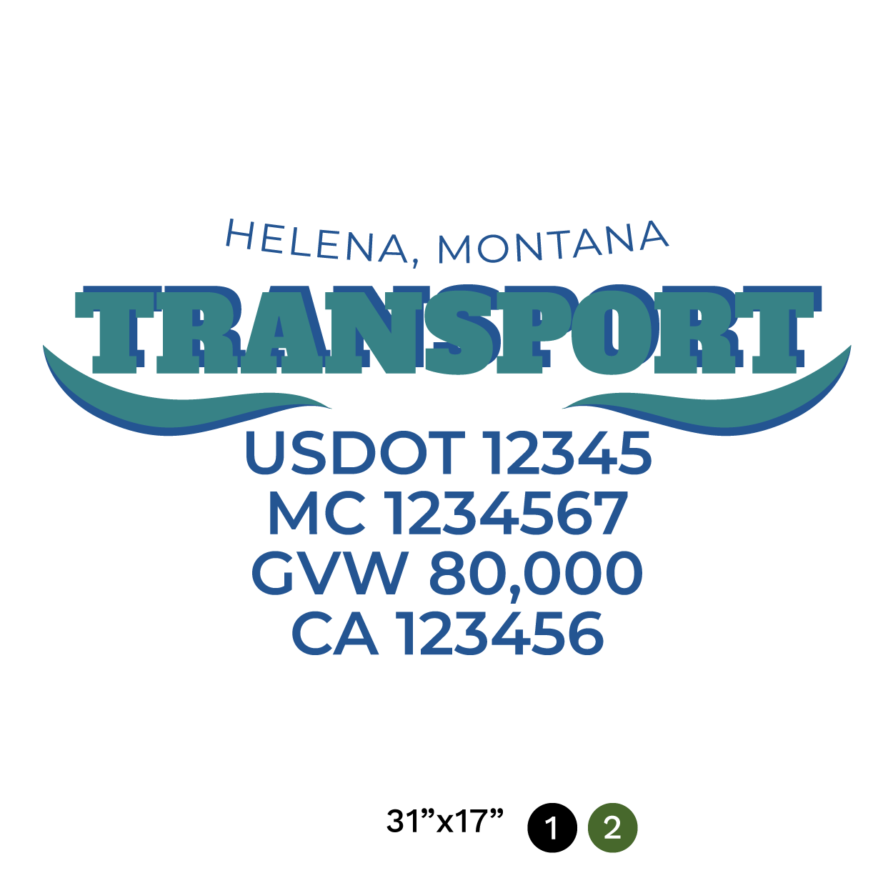 truck door decal with USDOT, MC, GVW, CA