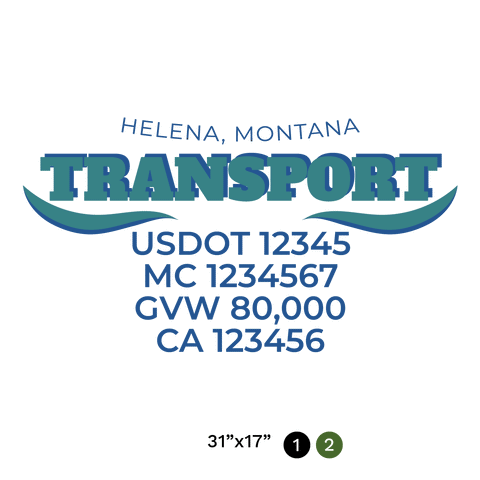 truck door decal with USDOT, MC, GVW, CA