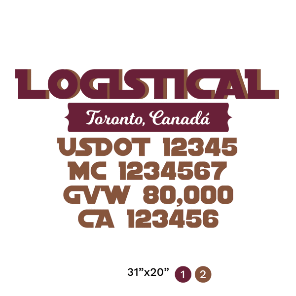 truck door decal with USDOT, MC, GVW, CA
