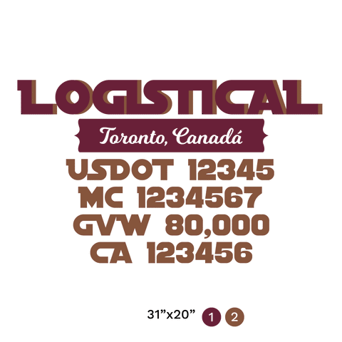truck door decal with USDOT, MC, GVW, CA
