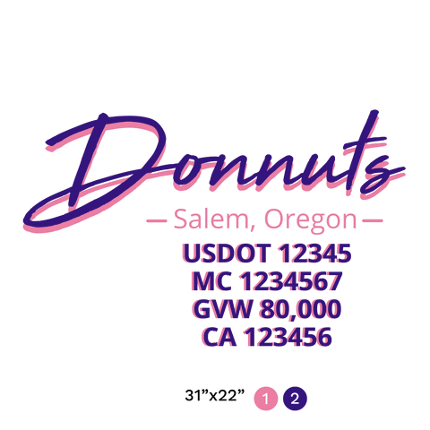 truck door decal with USDOT, MC, GVW, CA