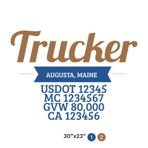 truck door decal with USDOT, MC, GVW, CA