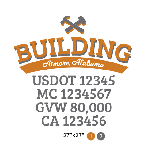 truck door decal with USDOT, MC, GVW, CA