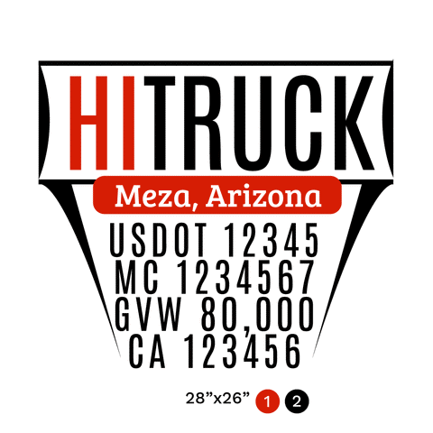 truck door decal with USDOT, MC, GVW, CA