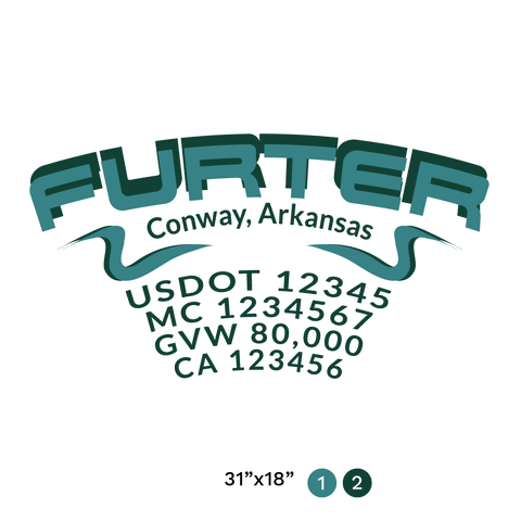 truck door decal with USDOT, MC, GVW, CA
