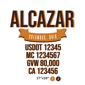 truck door decal with USDOT, MC, GVW, CA