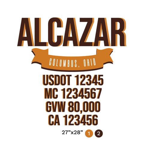 truck door decal with USDOT, MC, GVW, CA